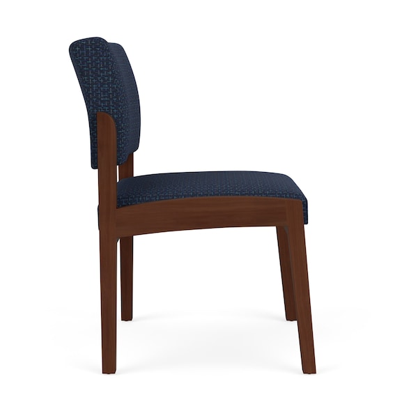 Lenox Wood Armless Guest Chair Wood Frame, Walnut, RF Blueberry Upholstery